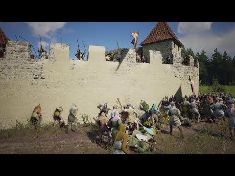 Видео: Manor Lords. Новая Beta! Оборона крохотного замка от разбойников. Лук VS арбалет