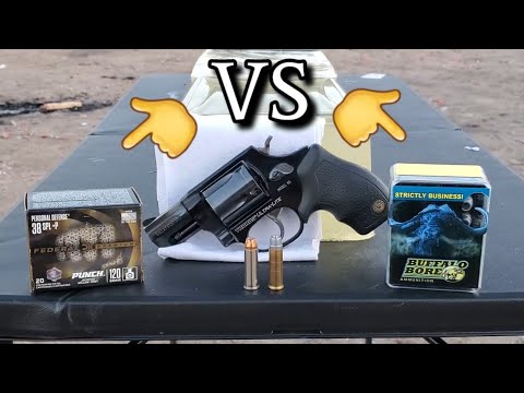 Видео: Тест на баллистический гель .38 Special (Federal Punch 120gr +P против Buffalo Bore 158gr +P)