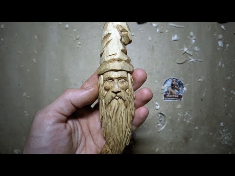 Видео: Лик волшебника часть 3. Резьба по дереву. Beginners' Guide: Wizard's Face Carving Part 3