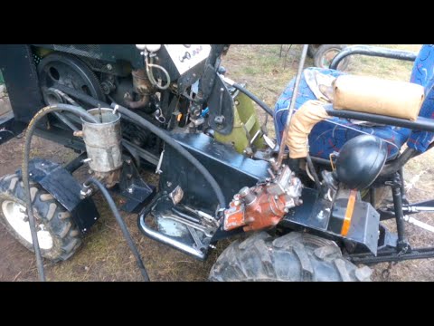 Видео: Мінітрактор  з мотоблоку. Гідравліка - облом з насосом...