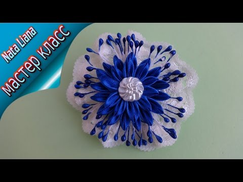 Видео: Заколка для волос из узкой ленты ( 2 см.)  KANZASHI . МК от Nata Liana.