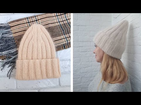 Видео: Шапку делает КРАСИВАЯ МАКУШКА. МК теплая женская шапка спицами. Пряжа Пух норки/90гр