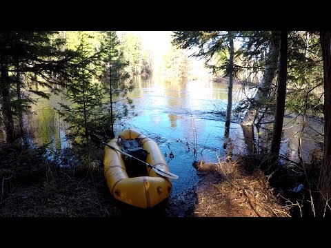 Видео: Одиночный сплав на пакрафте по таежной реке Эсс. Падение в воду. ХМАО май 2020.