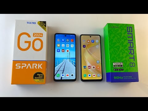 Видео: Сравнение Tecno Spark go 2024 vs infinix smart 8 смартфоны братья близнецы но очень шустрые до 100 $