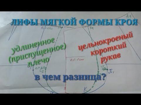 Видео: Приспущенное плечо. Цельнокроеный короткий рукав. Чертеж.
