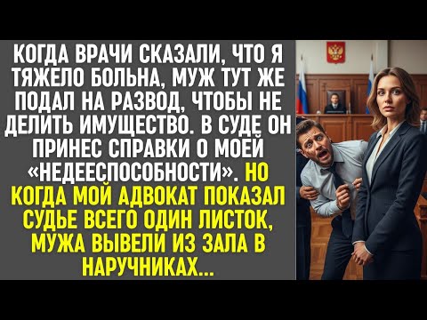 Видео: Узнав о моей болезни, муж подал на развод. Но один документ — и его увели в наручниках…