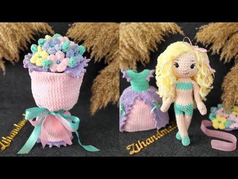 Видео: МК КУКЛА-БУКЕТИК АМЕЛИЯ ❤️ 3-Я ЧАСТЬ (Туловище,  голова,  оформление лица, волосы) #амигуруми