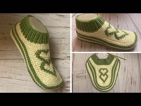 Видео: ТЕПЛЫЕ И КЛАССНЫЕ !!! Тапочки следки на двух спицах без швов  //   patik modelleri