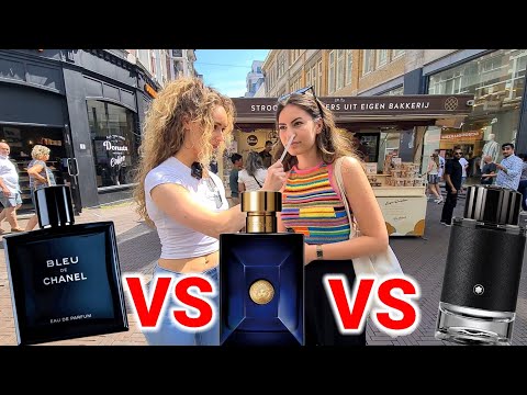Видео: Реакция женщин на Versace Dylan Blue, Bleu de Chanel и Montblanc Explorer 💥 Fragrance Street Reac...