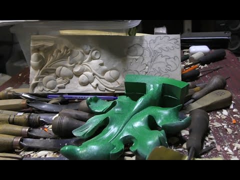 Видео: Дубовый лист, большой объем. Резьба по дереву