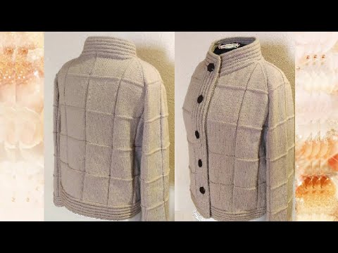 Видео: Мастер -  класс.  Кардиган теневым узором квадраты.