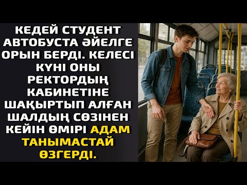 Видео: Кедей студент автобуста әйелге орын берді.Келесі күні оны ректордың кабинетіне шақыртып алған шалдың