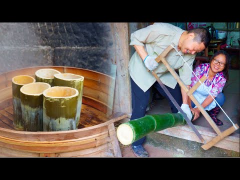 Видео: Древний бамбуковый рис рецепт | Самая удовлетворяющая сельская традиция
