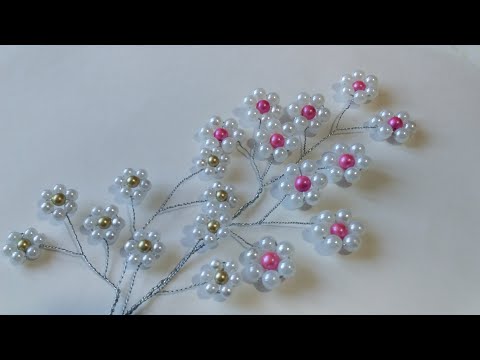 Видео: Бисероплетение. Рукоделие.   Декоративные веточки. Цветы. Мастер класс. Пошаговый МК для начинающих.