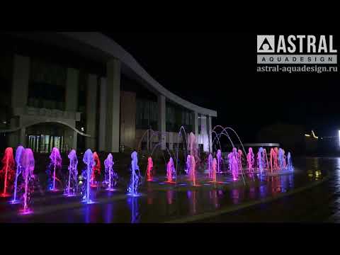 Видео: Строительство пешеходного динамического фонтана перед КСК "Геолог" размером 30х10 м, г. Тарко-Сале