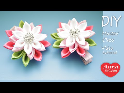 Видео: Заколка Канзаши " Эхо Лета " / Hairpin kanzashi " Echoes of Summer " DIY