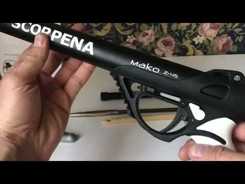 Видео: Обзор подводного ружья Scorpena MAKO-Z 45см , особенности ружья и аксессуаров, подробно.