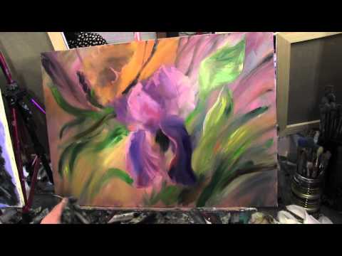 Видео: пишем ирис, художник Сахаров, уроки живописи в Москве, для начинающих