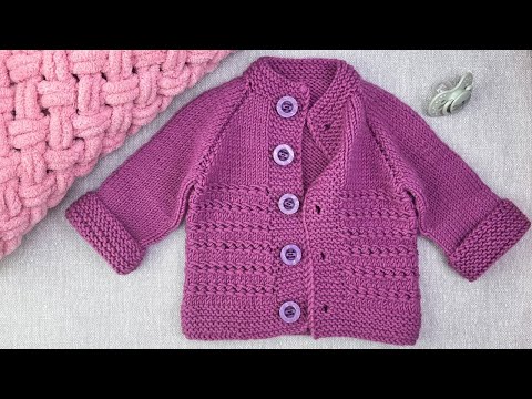 Видео: ДЕТСКИЙ ЖАКЕТ СПИЦАМИ. Детская кофточка для самых маленьких. Подробный мастер класс.