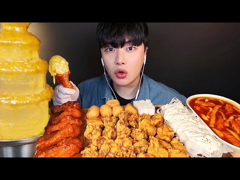 Видео: Сырный фонтан! 🧀✨ Жареный цыпленок МУКБАНГ