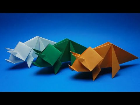 Видео: Как сделать динозавра Трицератопс из бумаги