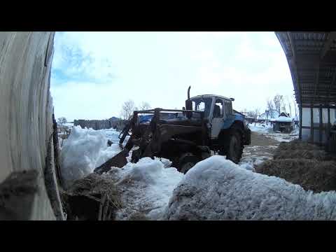 Видео: Перестановка снега и сена. Спасаю сеновал от подтопления. Юмз-6 и минитрактор Weituo 22 марта