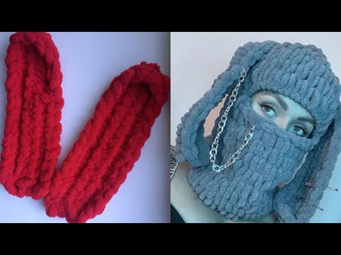 Видео: УШКИ зайки для балаклавы из Alize Puffy вяжем руками