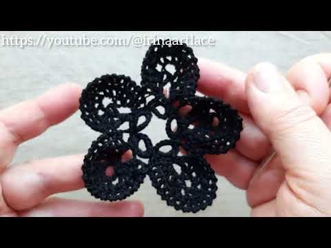 Видео: Ажурный цветок крючком. Элементы ирландского кружева