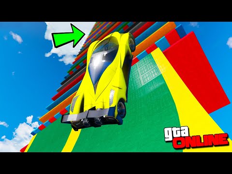 Видео: КАК ВЫСОКО В НЕБО УЛЕТИТ МАШИНА С ОГРОМНОГО ТРАМПЛИНА В ГТА 5? ПРЫЖКИ В ВЫСОТУ В GTA 5 ONLINE!