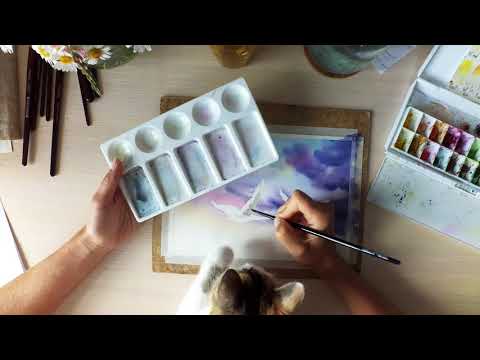 Видео: Мастер-класс #44 Гуси-лебеди Watercolor workshop