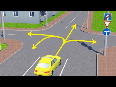Видео: В каком направлении разрешено продолжить движение жёлтой легковушке?