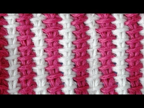 Видео: Tunisian crochet pattern Двухцветный тунисский узор вязания 1