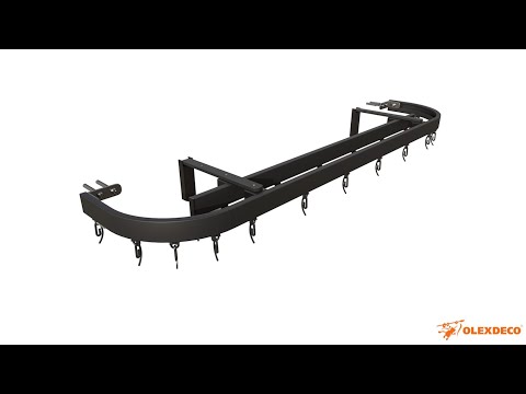 Видео: Стеновой профильный карниз для штор «Универсал» с поворотами к стене двухрядный Черный