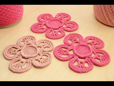 Видео: Вязание ЦВЕТКА с обвязкой шнуром гусеничка - ЧАСТЬ 1   How to crochet a flower