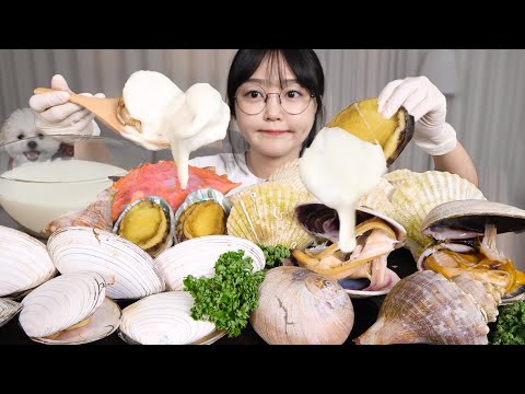 Видео: Отварные моллюски с соусом из сливочного сыра!🦪Mukbang ASMR
