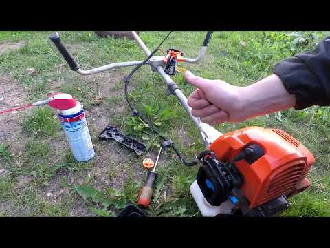 Видео: Ремонт триммера - не работает газ бензотриммера. Решение проблемы