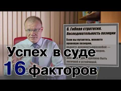 Видео: Успех в суде. 16 факторов успеха.