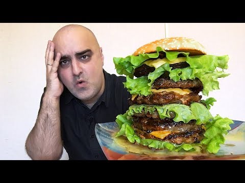 Видео: ОТВЕТ НА ВЫЗОВ!!! БУРГЕР В 1КГ (почти)!!! Нонсенс! Готовлю сам!