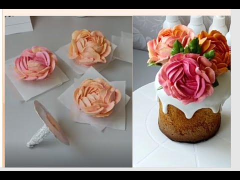 Видео: МК🌸🌿Оформление ПАСХАЛЬНОГО КУЛИЧА Двухцветными Цветами из Зефира🌿РЕЦЕПТЫ от @vitalija_cake