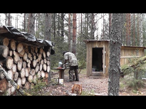 Видео: ОДИН В ЛЕСУ! Вот это напилил... Дров в ЗЕМЛЯНКУ на всю ЗИМУ! Валежник.  Billet firewood