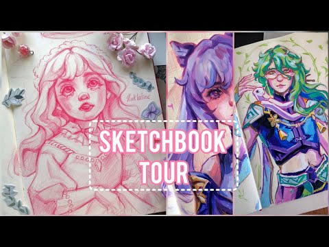 Видео: SKETCHBOOK TOUR | Обзор на скетчбук: карандашики, гуашь, акриловые маркеры