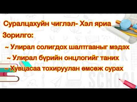 Видео: СӨБ Хэл яриа Бататгал хичээл Ахлах, Бэлтгэл бүлэг