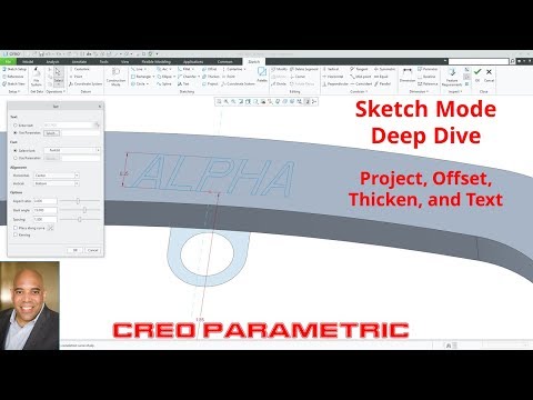 Видео: Creo Parametric — режим эскиза, подробное описание 4C — проекция, смещение, утолщение и текст