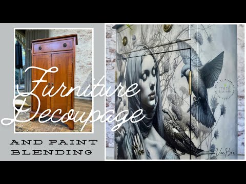 Видео: Еще одно невероятное преображение мебели с помощью декупажной бумаги @MINTbyMichelle и минерально...