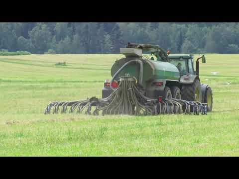 Видео: John-Deere 7920 с финской цистерной Agronic  для внесения жидких органических удобрений