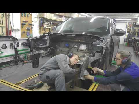 Видео: Ниссан Альмера, работа настоящих пацанов))) Body repair after an accident.