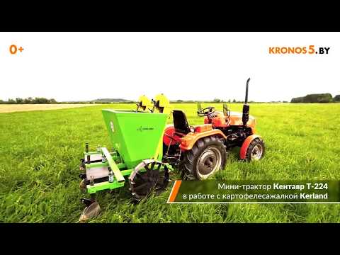 Видео: Кентавр Т-224 в работе с картофелесажалкой, чеснокосажалкой