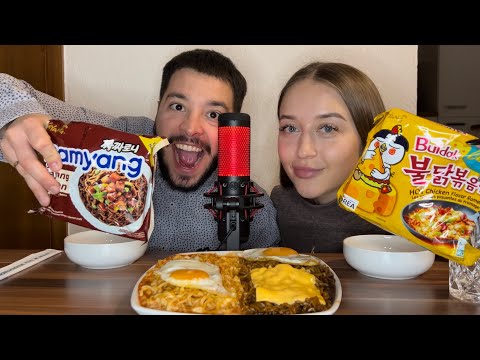 Видео: Samyang Fire noodles 🔥 Наши традиции 👩🏽‍❤️‍👨🏽