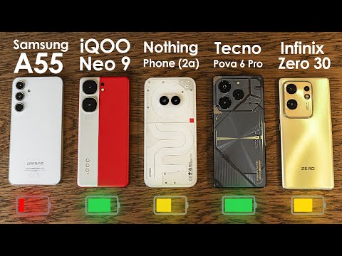 Видео: КТО ДОЛЬШЕ ПРОЖИВЕТ?🔋 Samsung A55, iQOO Neo 9, Nothing Phone (2a), Tecno Pova 6 Pro, Infinix Zero 30