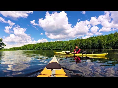 Видео: На каяках через Костромское водохранилище (Волга) в заповедную реку Вопшу. 2-й сезон.